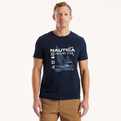 Nautica Men's Nautica Sailing Club Graphic T-Shirt Stellar Blue Heather, 3XL