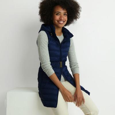 Wanderweight Down Ultralight Packable Belted Gilet, Women, size: 16-18, regular, Blue, Nylon, by Lands' End