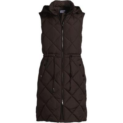 Cinch Waist Long Gilet, Women, size: 20, regular, Brown, Polyester, by Lands' End