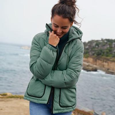 Insulated Quilted Hooded Jacket, Women, size: 20-22, plus, Green, Polyester, by Lands' End