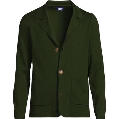 Fine Gauge Sweater Blazer, Men, size: 42-44, regular, Green, Cotton, by Lands' End