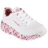Sneaker SKECHERS "UNO LITE-LOVELY LUV", Kinder, Gr. 38, weiß (weiß, rot), Lederimitat, Textil, kontrastfarbene Details, sportlich, Schuhe, Schnürschuh mit bedruckter Sohle, Größenschablone zum Download