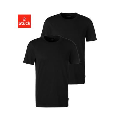 T-Shirt JACK & JONES "JACBASIC mit Rippbündchen und angenehmem Tragekomfort", Herren, Gr. L, schwarz, Jersey, Obermaterial: 100% Baumwolle, unifarben, normal, Rundhals, Kurzarm, Shirts, unifarben, modisch, regular fit, Baumwolle, Rundhals Image