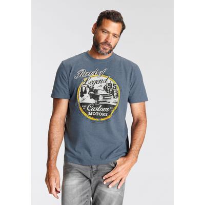 T-Shirt MAN'S WORLD, Herren, Gr. XXL (60/62), blau (dunkelblau meliert), Single Jersey, Obermaterial: 60% Baumwolle, 40% Polyester, meliert, bedruckt, casual, normal, Rundhals, Kurzarm, Shirts, Kurzarm, meliert, Rundhalsausschnitt, aus Single Jersey Image