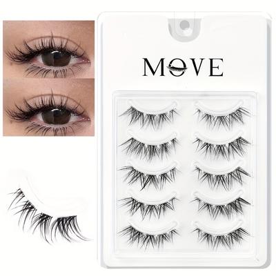 TEMU Mink Eyelashes Transparent Band Eyelashes Fluffy Natural Lightweight 6-13mm Short False Eyelashes Invisible Small 3d False Eyelash Pack 5 Pairs And 10 Pairs Image