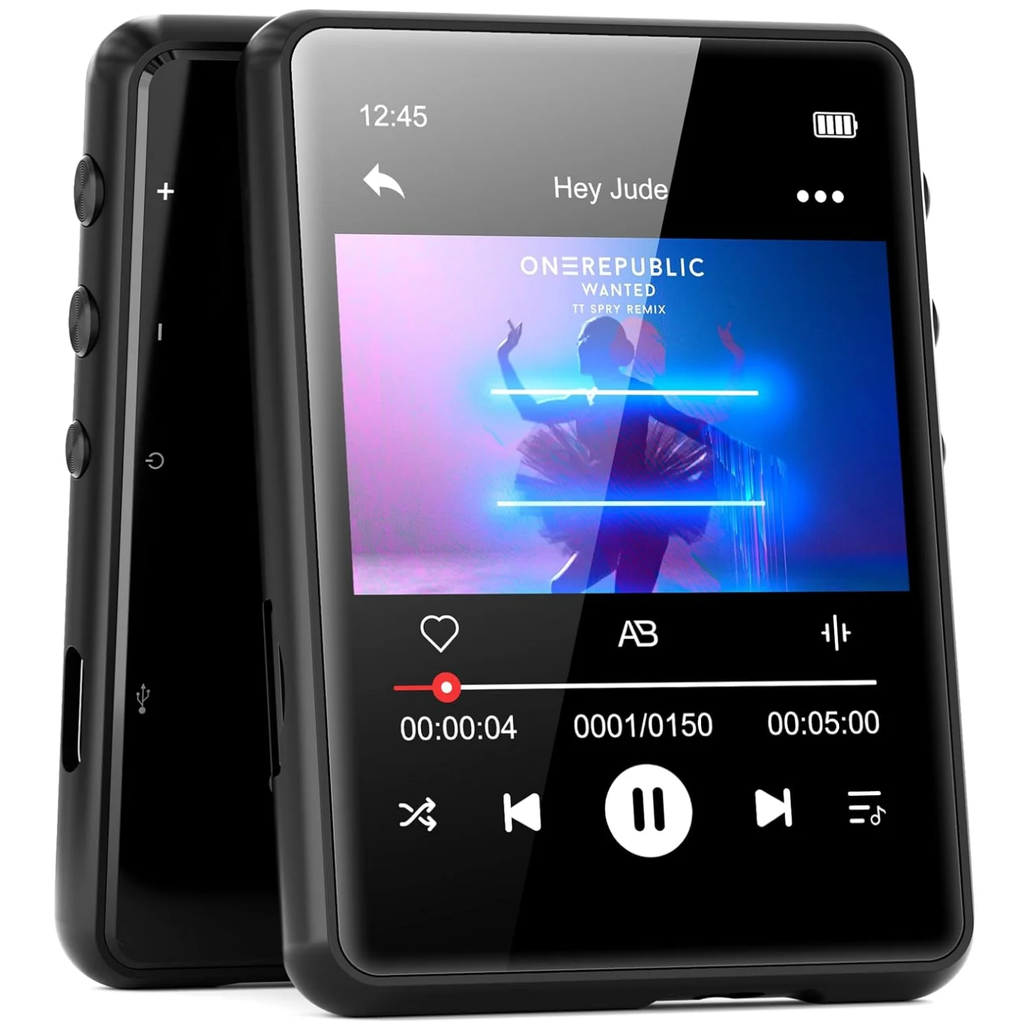 Lettore MP3 MECHEN da 64 GB Bluetooth 5.3 con schermo full touch da 2,4"Supporto fino a 128 GB. (Nero)
