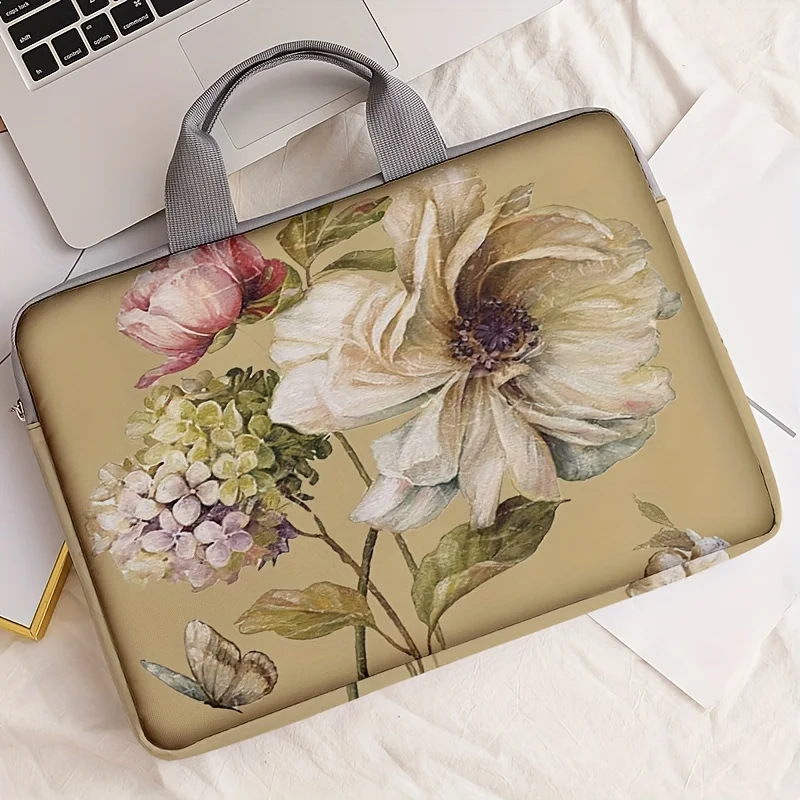 Ensemble 1 pièce, sac pour ordinateur portable à motif floral, mallette, adapté aux ordinateurs portables de 14 pouces, sac pour ordinateur portable fixe