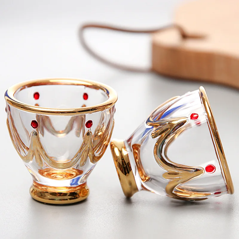 Handbemaltes, leichtes, luxuriöses Kristallschnapsglas, 10 ml, Mini-Kristall-Weinglas, Weißwein, Sake, Whiskey, Wodka-Tasse, geeignet Image