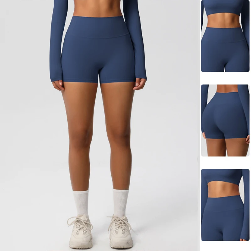 Damen-Sportshorts, Yoga-Shorts, nacktes Gefühl, hohe Taille, Yoga-Shorts, Push-Up, Fitness-Leggings, Bauchkontrolle, Yoga, schmale Shorts Image