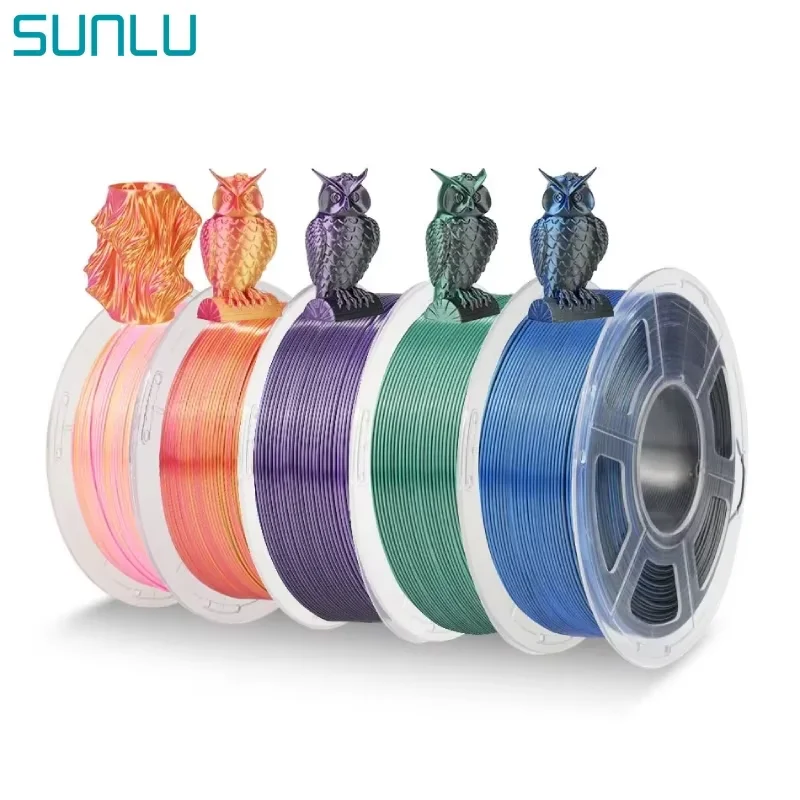 SUNLU SILK Dual & Triple Colors 3D-Drucker-Filament 5 kg 1 kg/Rolle 1,75 mm Maßgenauigkeit +/- 0,02 mm 2,2 LBS (1 kg) Schneller Versand Image