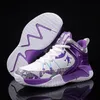 Heißer Weiß Lila Kinder Basketball Schuhe Outdoor Plattform kinder Sport Schuhe Trend Casual Non-slip High Top Sneakers für Jungen