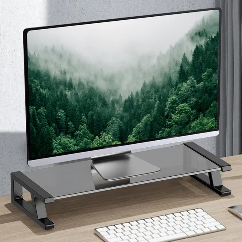 BEISHI Computer-Monitor-Schreibtischständer zur Reduzierung der Nackenbelastung mit USB-Hub-Extender, erhöhter Rahmen, Aufbewahrungsbasis für den Desktop-Bildschirm Image