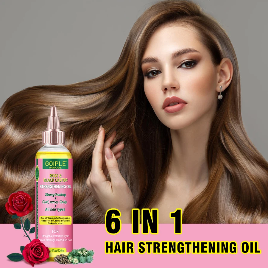 Natürliches, stärkendes Öl mit Rizinusstrahlung in Rose & Black, tief feuchtigkeitsspendend, Reparatur, Spliss, trockenes, geschädigtes Haar, Kopfhaut-Conditioner-Öl Image