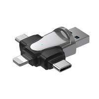 4-in-1-TF-Speicherkartenleser, OTG-Adapter für Lightning/Mirco-USB/Typ-C-USB-OTG-Micro-SD-Kartenleser für iPhone und Xiaomi