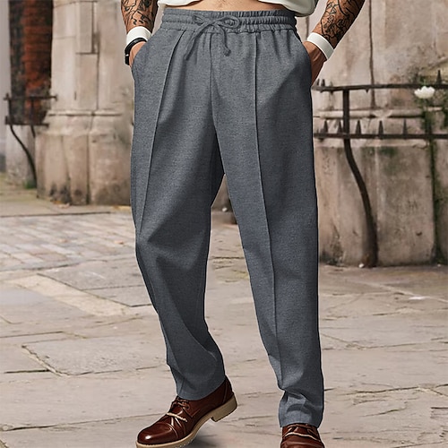 Herren Jogginghose Trainingshose Jogginghose mit weitem Bein Hose Hosen Tasche Kordelzug Elastische Taille Glatt Komfort Sports Outdoor Täglich Modisch Brautkleider schlicht Armeegrün Schwarz Image