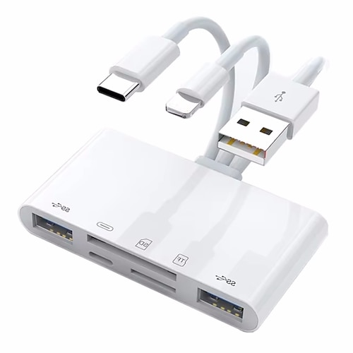 5-in-1-SD-Kartenleser, USB-Hub für iPhone, iPad, MacBook, USB 3.0 Typ C auf SD-TF-Kartenleser, Flash-Laufwerk, OTG-Adapter Image