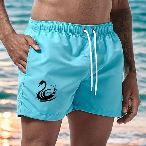 Herren Badeshorts Badehose Bedruckt Kordelzug Netzfutter Mit Taschen Schnelltrocknend Mit Taschen Boardshorts Badeanzug Surfen Strand Wassersport Sommer Image