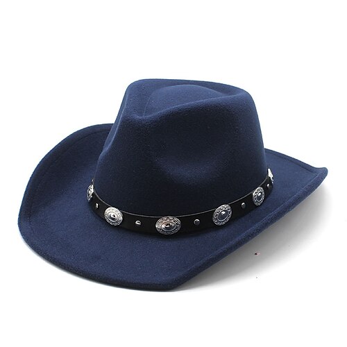 Herren Sonnenhut Cowboy-Hut Fedora-Trilby-Hut Schwarz Wein Wollen Vintage-Stil Modisch 18. Jahrhundert Bundesstaat Texas Täglich Kostümparty Solide / einfarbig Sonnenschutz Cosplay Image