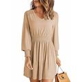 Damen Minikleid Casual kleid A Linie Kleid Stilvoll Basic Brautkleider schlicht Urlaub Täglich Regular Fit Glatt Ärmellos V Ausschnitt Schwarz Grün Khaki Sommer Frühling