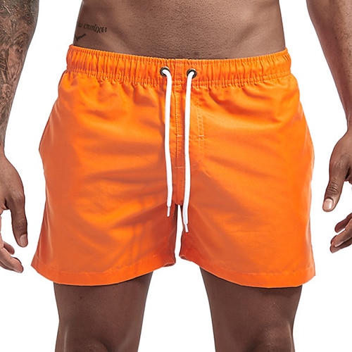 Herren Badeshorts Badehose Einfarbig Kordelzug Netzfutter Mit Taschen Schnelltrocknend Mit Taschen Boardshorts Badeanzug Surfen Strand Wassersport Sommer Image