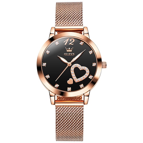 OLEVS Damen Quarz uhr Modisch Lässige Uhr Armbanduhr leuchtend WASSERDICHT Dekoration Edelstahl Beobachten Image