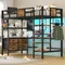 Loft Bed Twin Size with L Shaped Desk and Storage, Metal Bunk Bed with Desk Underneath and LED