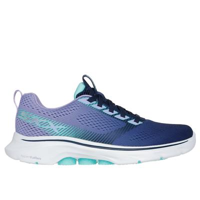 Skechers Women's GO WALK 7 - Hailey Sneaker | Size 8.0 Wide | Navy Blue | Textile/Synthetic | Vegan | Machine Washable
