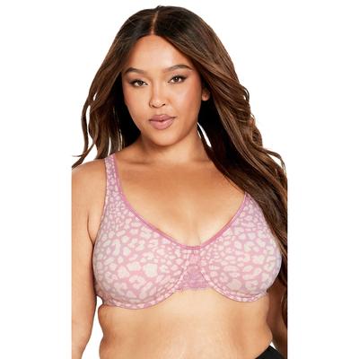 Plus Size Women's Smooth Caress Print Bra by Avenue Body in Pink Animal (Size 48 DD)