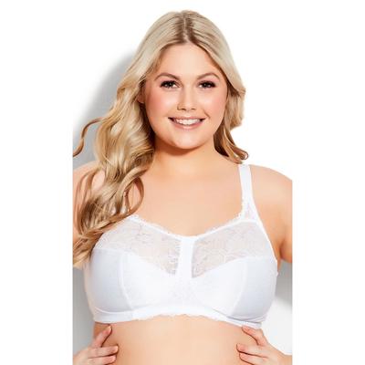 Plus Size Women's Lace Soft Cup Wire Free Bra by Avenue Body in White (Size 40 C)