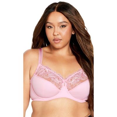 Plus Size Women's Embroidered Full Support Underwire Bra by Avenue Body in Sweet Pink (Size 48 DDD)