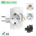 Adaptateur de prise de Conversion ue à 3 voies avec interrupteur, norme allemande, extension de prise murale à Double prise électrique pour la maison, 1/2 pièces