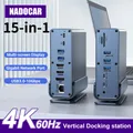 Docking Station 15 In 1 USB-C, HUB di tipo C 4 k60hz con HDTV * 2 + PD 100W + USB 2.0/3.0 + SD + TF + RJ45 Ethernet + 3.5mm Audio + VGA per Laptop