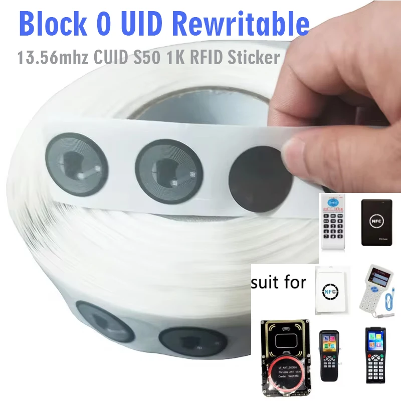 50/100/300 Stück Sektor 0 Block 0 UID wiederbeschreibbare Proximity-Karte Kopierabzeichen Klon Rfid 13 56 MHz Tag beschreibbar S50 1K RFID-Aufkleber Image