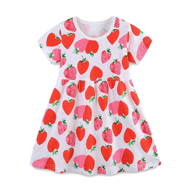 2-7T Neue Ankunft Erdbeere Prinzessin Kleider Sommer Mädchen Party Kleid Geburtstag Kinder Schule Kinder Kleidung Kleinkind kleider Image