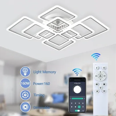 Modern LED Ceiling Light Dimmable Ceiling Lamp Fixture Acrylic Flush Mount Ceiling Chandelier Lighting for Living Room Home