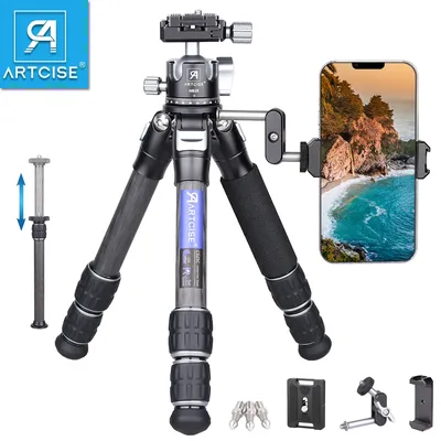 ARTCISE Mini Tripod CS25C with Arca-Swiss Low Profile Tripod Ball Head Lightweight Compact Travel Carbon Fiber Desktop Tripod