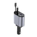Caricabatteria da auto retrattile 4 in 1, cavo USB di tipo C per iPhone, Samsung, cavo di ricarica rapida, adattatore per accendisigari