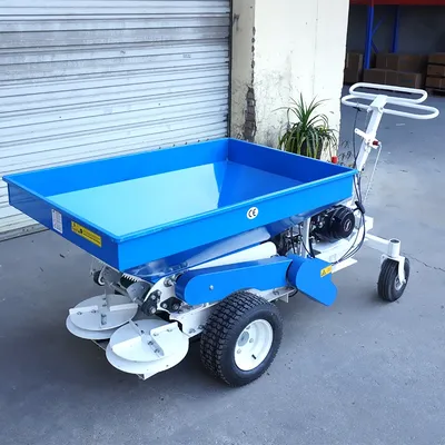 Self-propelled compost spreader Double disc lawn spreader Wide-area rotary garden fertilizer spreader