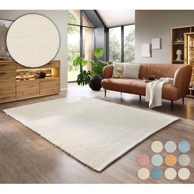 Wollteppich MY HOME "Pirker", beige (natur weiß), B:170cm H:12mm L:240cm, Schurwolle, Teppiche, Wendeteppich, meliert, reine Wolle, handgewebt, Scandi, Wohnzimmer Image