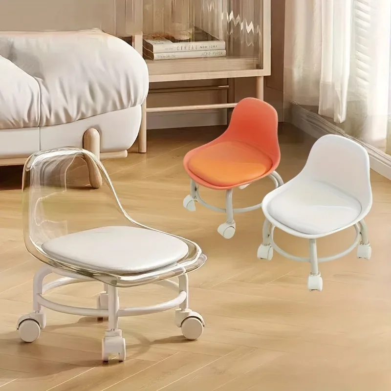 Runder Haushaltshocker, verdickter kleiner Stuhl, runder Kunststoffhocker, moderner und einfacher Hochhocker, Esstischhocker, stapelbar Image