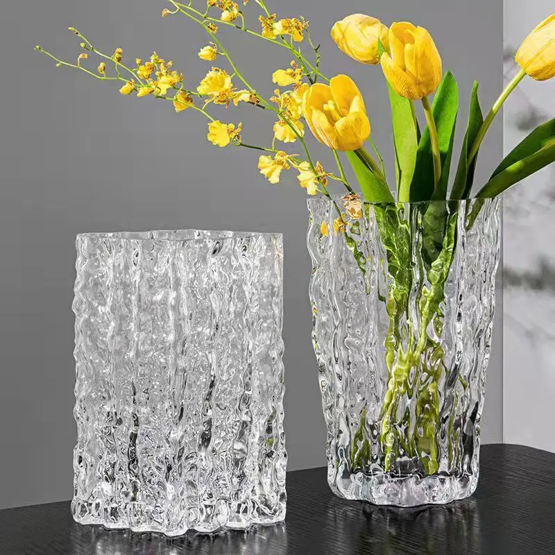 1pc Wohnzimmer Dekoration Wasser Blume Vase Gletscher Glas Einfache Transparente Dekorative
