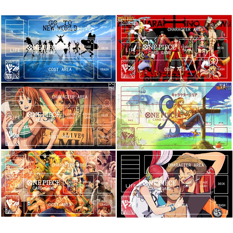 OPCG One Piece Ruffy Nami Shanks Uta Anime Spielmatte Sammelkartenspielmatte Spezielles Kartenspiel gegen Tischmatte 600x350mm-O2