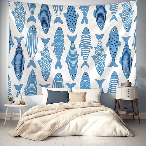 Sommerfische Wandteppich zum Aufhängen, große Wandteppiche, Wanddekoration, Fotohintergrund, Decke, Vorhang, Heim, Schlafzimmer, Wohnzimmer, Dekoration Image