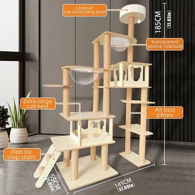 77.87 Inches Cat Tree/Cat Tree House and Towers for Large Cat/Cat Climbing Tree with Cat Condo/Cat Tree Scratching Post/Perches, Multi-Level Large Cat Tree