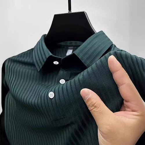 Herren Rippstrick-Oberteil Golf Poloshirts Arbeit Geschäft Kargen Kurzarm Basic Modern Glatt Knopf Gerippt Frühling Sommer Regular Fit Schwarz Marinenblau Grün Khaki Rippstrick-Oberteil