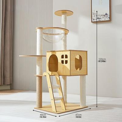 57.09 Inches Cat Tree/Cat Tree House and Towers for Large Cat/Cat Climbing Tree with Cat Condo/Cat Tree Scratching Post/Multi-Level Large Cat Tree