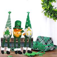 Plüschzwerge zum St. Patrick's Day, irische langbeinige Figur als Dekoration, kleeblattgrüne Puppe ohne Gesicht als Feiertagsdekoration