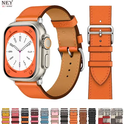 Leather watch strap For Apple watch band 44mm 45mm 41mm 42-46mm 40mm single tour correa ultra 2 49mm