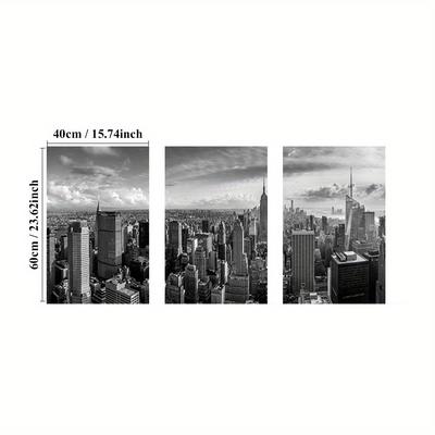 TEMU 3pcs Framed Black And White Canvas Wall Art – Modern Decor For Living Room, Bedroom, Or Office – Wood Frame, Indoor/outdoor Use, Minimalist Aesthetic, Wall Art Decor Image