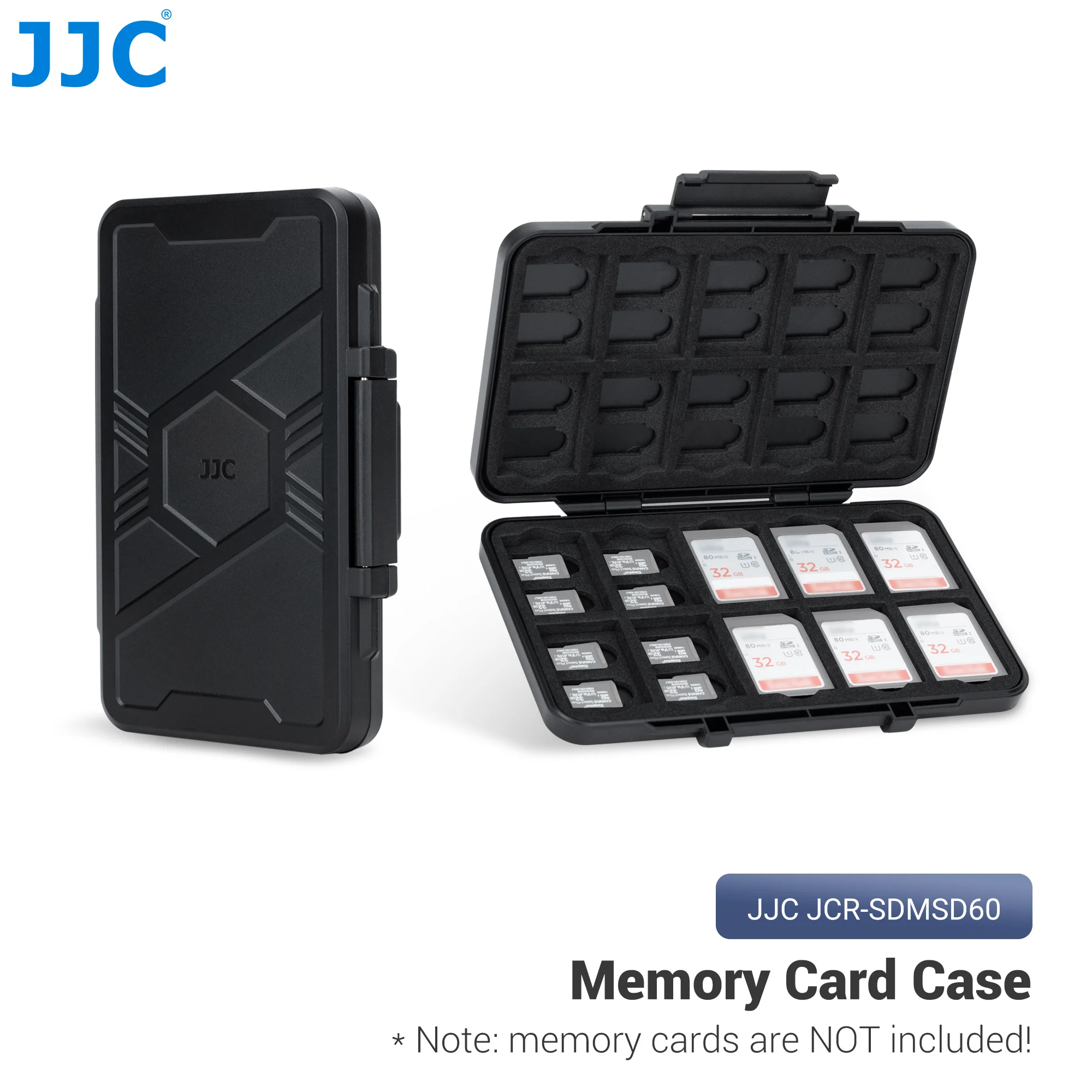 JJC 60 Slots Speicherkartenetui für SD MicroSD-Karte Anti-Shock SD SDHC SDXC TF-Kartenhalter-Speicher mit 20 SD-Karten 40 MicroSD-Steckplatz Image
